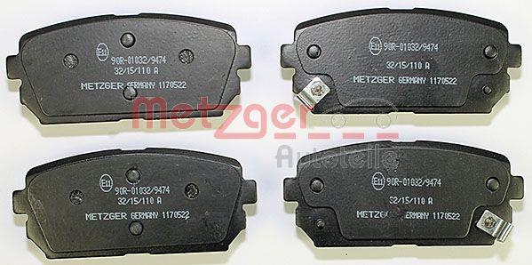 Jeu de 4 plaquettes de frein METZGER ref. 1170522